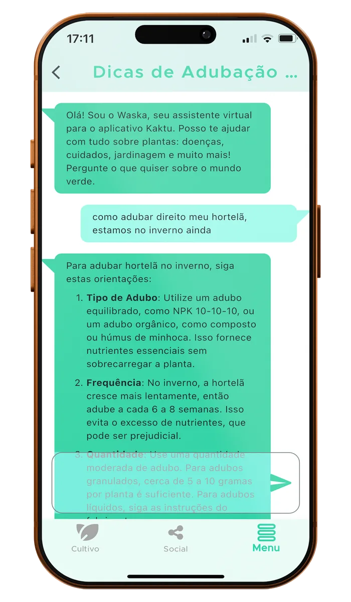 Conversa com a Waska, a assistente de inteligência artificial do aplicativo Kaktu